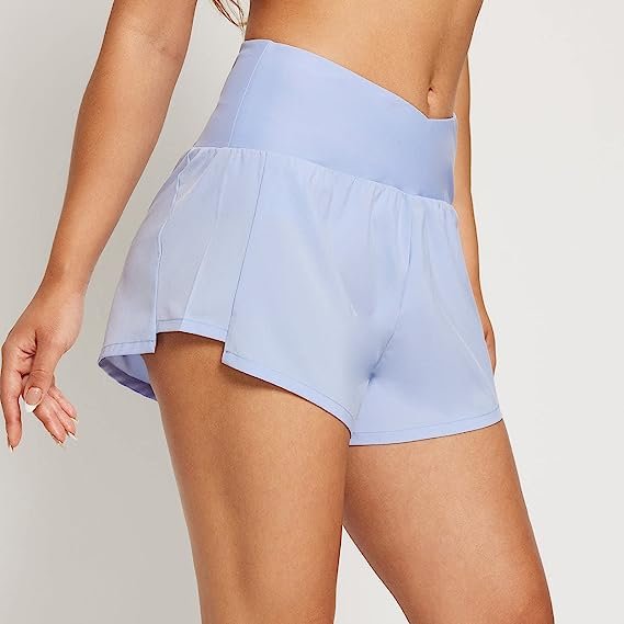 Women's 3 Inch High Waist Swim Shorts V Front Panel Shorts Lined Quick Dry