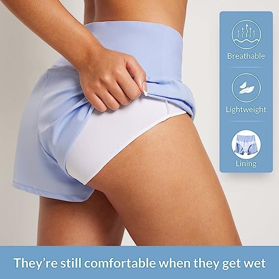 Women's 3 Inch High Waist Swim Shorts V Front Panel Shorts Lined Quick Dry